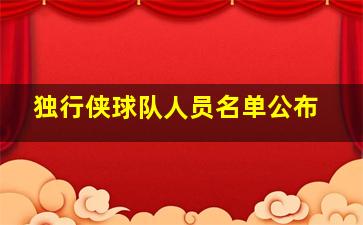 独行侠球队人员名单公布