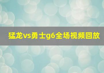 猛龙vs勇士g6全场视频回放