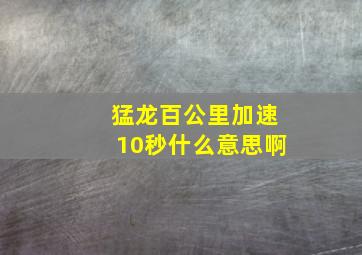 猛龙百公里加速10秒什么意思啊