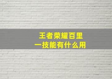 王者荣耀百里一技能有什么用