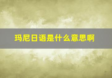 玛尼日语是什么意思啊