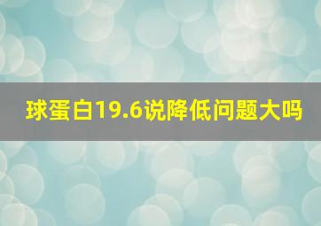 球蛋白19.6说降低问题大吗