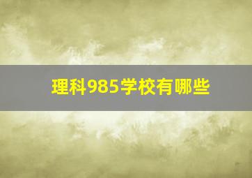 理科985学校有哪些