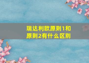 瑞达利欧原则1和原则2有什么区别