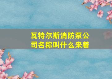 瓦特尔斯消防泵公司名称叫什么来着