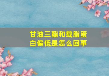 甘油三酯和载脂蛋白偏低是怎么回事