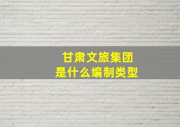 甘肃文旅集团是什么编制类型