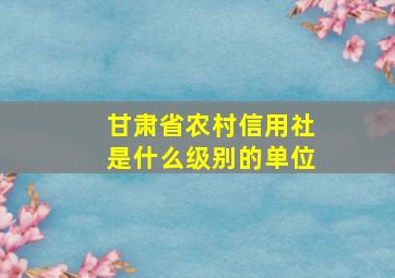 甘肃省农村信用社是什么级别的单位