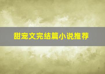 甜宠文完结篇小说推荐