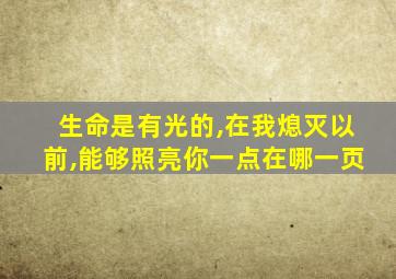 生命是有光的,在我熄灭以前,能够照亮你一点在哪一页