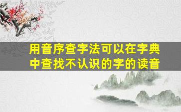 用音序查字法可以在字典中查找不认识的字的读音