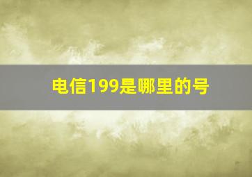 电信199是哪里的号