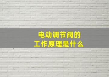 电动调节阀的工作原理是什么