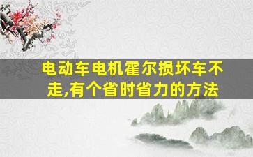 电动车电机霍尔损坏车不走,有个省时省力的方法