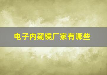 电子内窥镜厂家有哪些