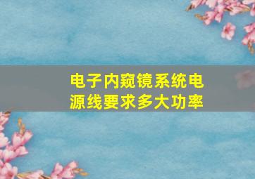 电子内窥镜系统电源线要求多大功率