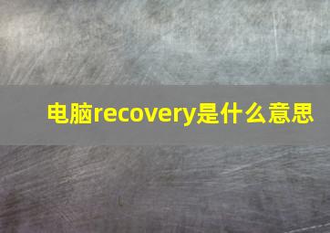 电脑recovery是什么意思