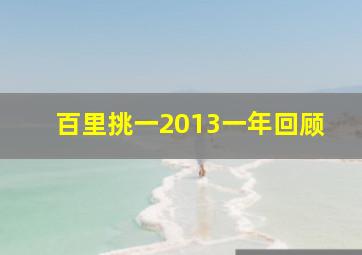 百里挑一2013一年回顾