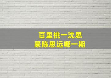 百里挑一沈思豪陈思远哪一期