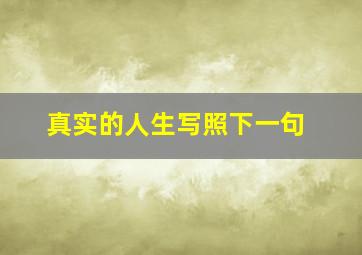 真实的人生写照下一句