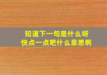 知道下一句是什么呀快点一点吧什么意思啊