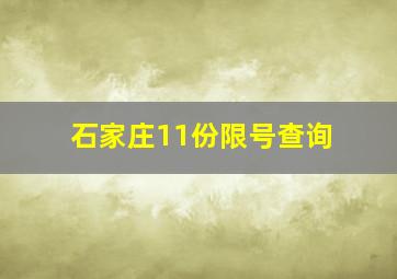 石家庄11份限号查询