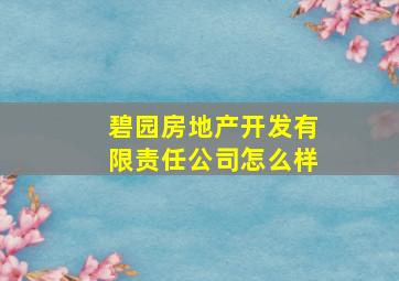 碧园房地产开发有限责任公司怎么样