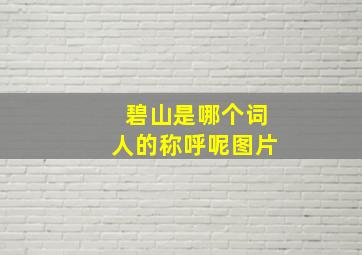 碧山是哪个词人的称呼呢图片