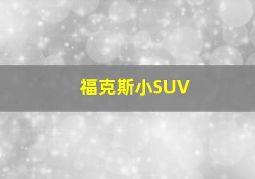 福克斯小SUV