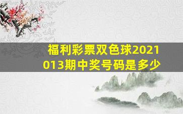 福利彩票双色球2021013期中奖号码是多少