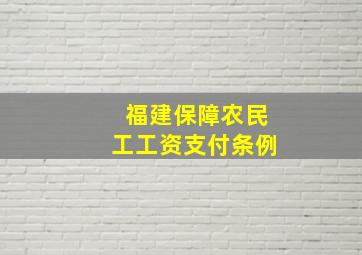 福建保障农民工工资支付条例