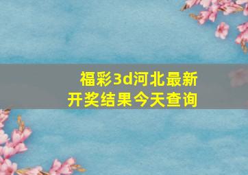 福彩3d河北最新开奖结果今天查询