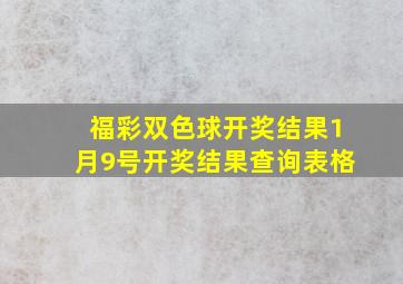 福彩双色球开奖结果1月9号开奖结果查询表格