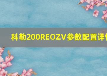 科勒200REOZV参数配置详情