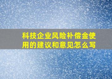 科技企业风险补偿金使用的建议和意见怎么写