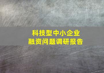 科技型中小企业融资问题调研报告