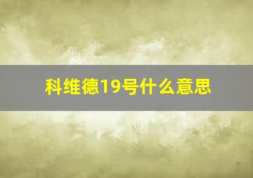 科维德19号什么意思