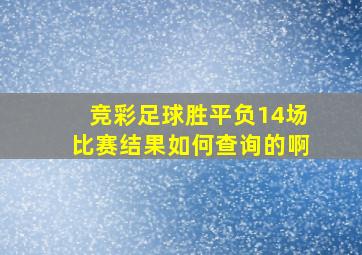 竞彩足球胜平负14场比赛结果如何查询的啊