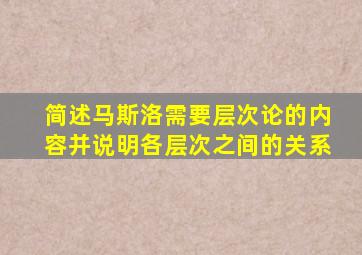 简述马斯洛需要层次论的内容并说明各层次之间的关系