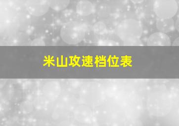 米山攻速档位表