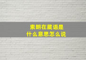 索朗在藏语是什么意思怎么说