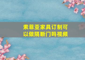 索菲亚家具订制可以做隔断门吗视频