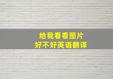 给我看看图片好不好英语翻译