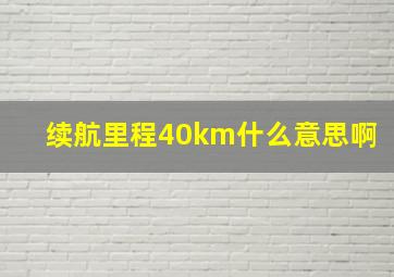 续航里程40km什么意思啊