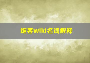 维客wiki名词解释