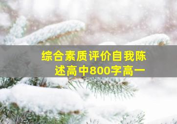 综合素质评价自我陈述高中800字高一