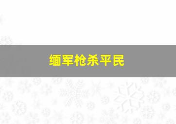 缅军枪杀平民