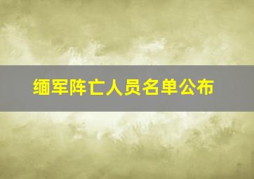 缅军阵亡人员名单公布