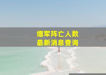 缅军阵亡人数最新消息查询