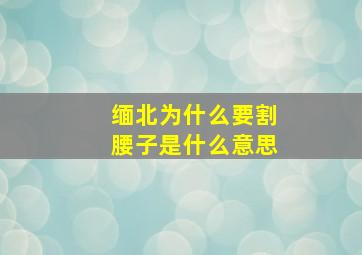 缅北为什么要割腰子是什么意思